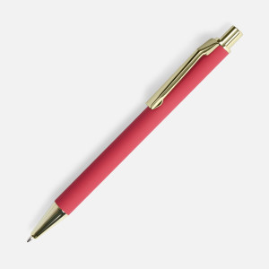 Ручка шариковая Lobby Soft Touch Gold, красная